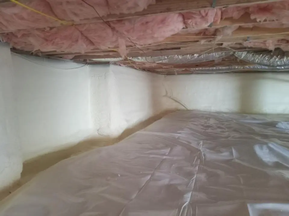 Crawl space encapsulation with closed-cell spray foam for Spray Foam Roofing in East Marlborough
