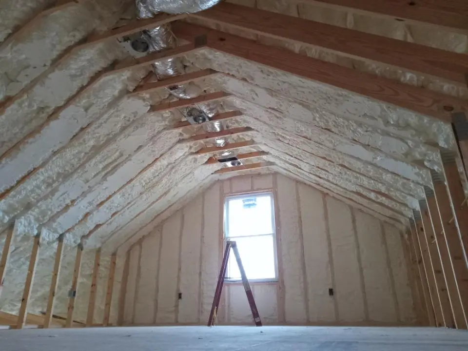 Spray foam roofing application for Crawl Space Insulation project in East Marlborough